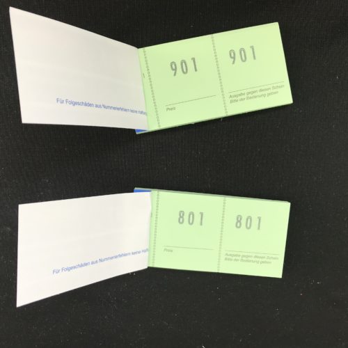 Tickets de vestiaire (le carnet de 100 tickets)